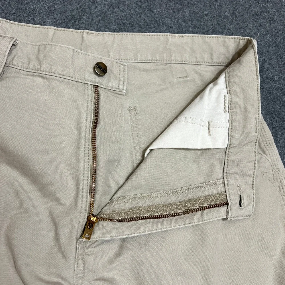 Carhartt B147 Loose Fit Canvas Carpenter Shorts Tan Khaki Men's Size 36 Workwear